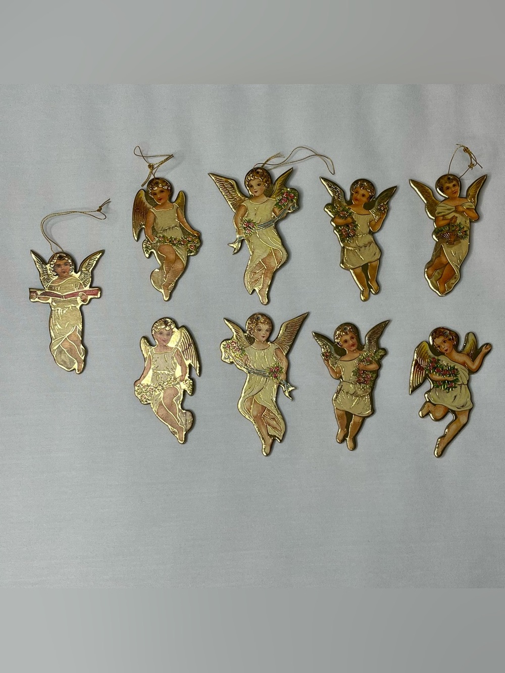 Vintage 1979 Merrimack Publishing Die Cut Victorian 2 Sided Angel Ornaments- 9